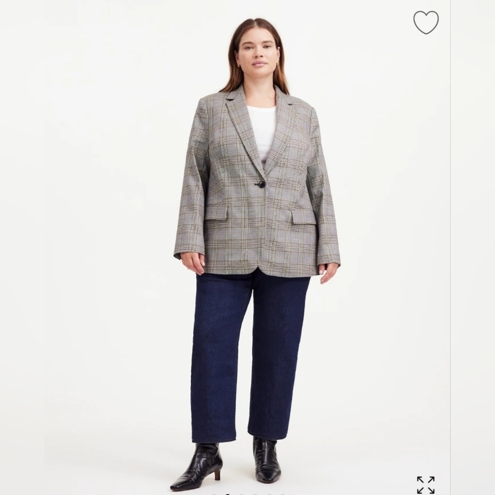 Madewell Plaid Blazer in Gray and Brown